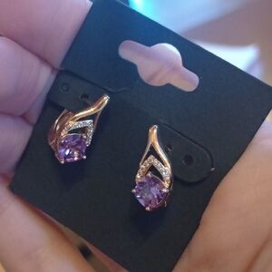 ♥️ C 5 / $20 Purple And Gold Dainty Earrings 💜 💛